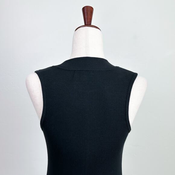 Nation LTD Mock Neck Rib Knit Jet Black Joan Tank Top - Picture 6 of 11